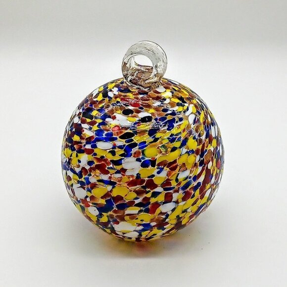 Handblown Multicolor Speckled Art Glass Ball - Picture 1 of 6